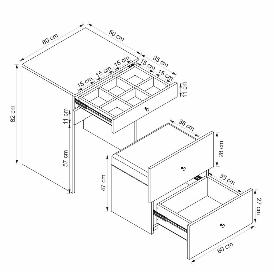 Luna Gizli Puflu Led Aynalı Makyaj Masası - Beyaz