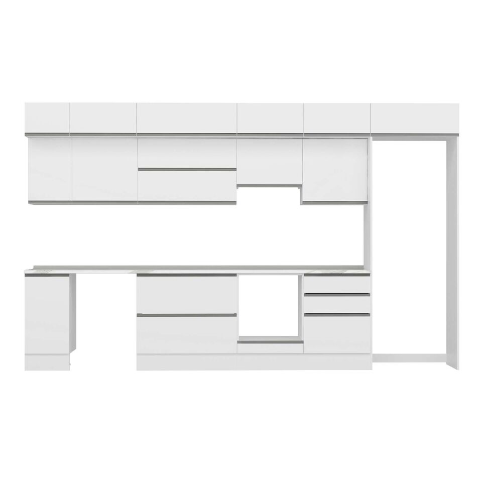 Alvinka 380X240 Cm High Gloss Mutfak Dolabı Mb-E80S40S60-1 High Gloss | Beyaz - Mdf
