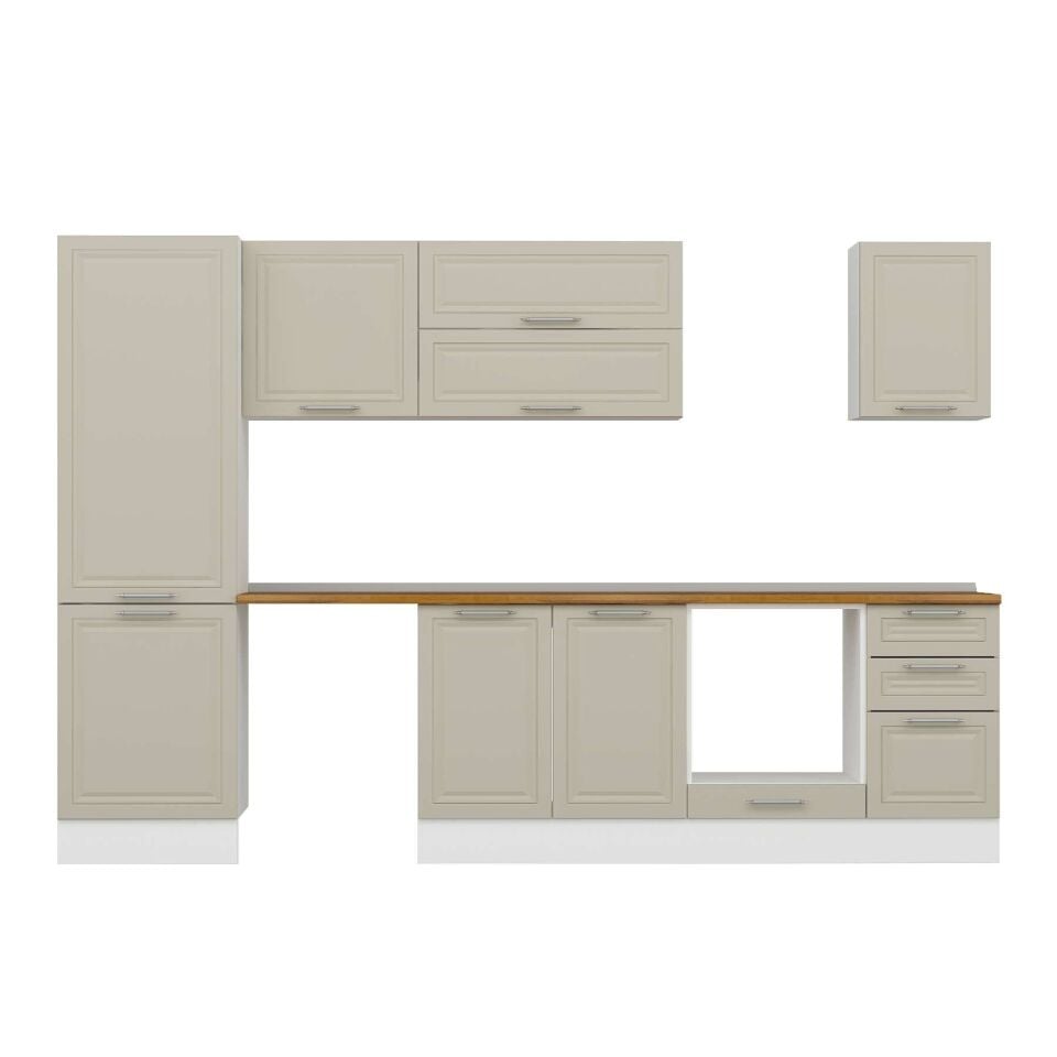 Alvinka 305X210 Cm Klasik Mebran Mutfak Dolabı Mb-E80B60S45-2 Mebran | Kumtaşı - Suntalam