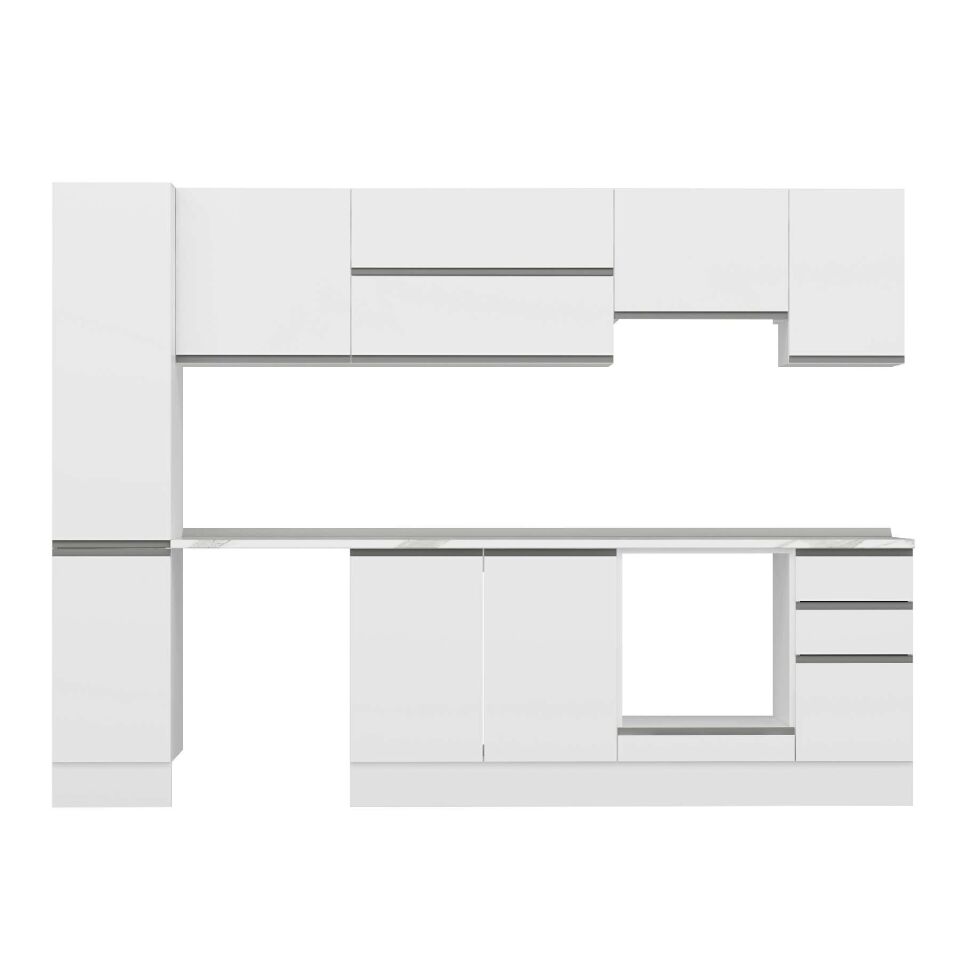 Alvinka 290X210 Cm High Gloss Mutfak Dolabı Mb-E90B40S40-1 High Gloss | Beyaz - Suntalam