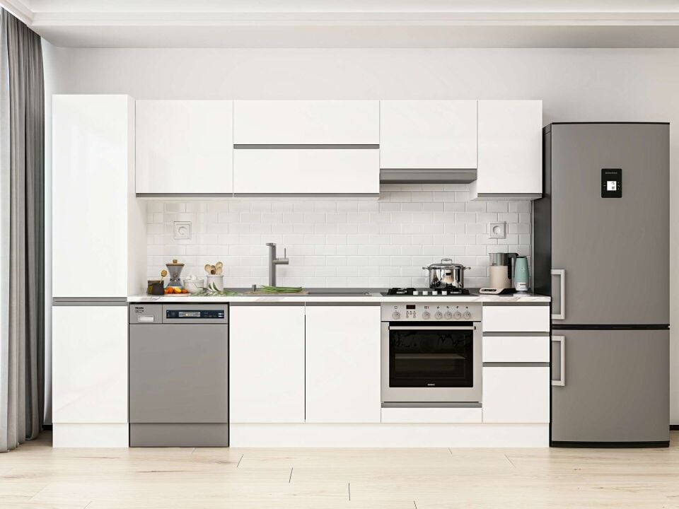 Alvinka 295X210 Cm High Gloss Mutfak Dolabı Mb-E90B45S40-1 High Gloss | Antrasit - Mdf