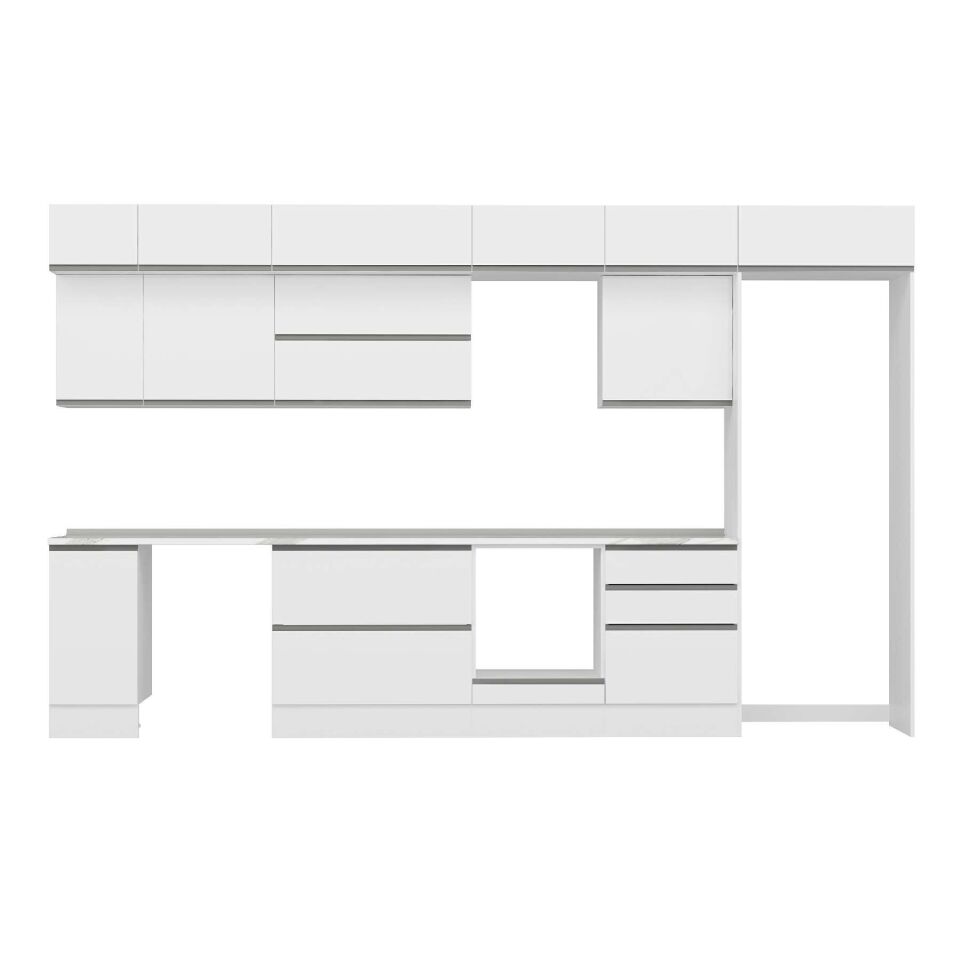 Alvinka 380X240 Cm High Gloss Mutfak Dolabı Mb-E80S40S60-2 High Gloss | Beyaz - Mdf