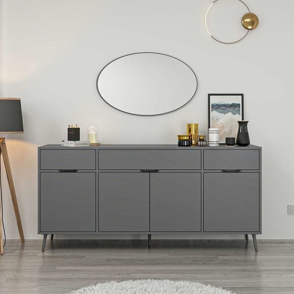 Elina Ayaklı Konsol Aynalı - Antrasit/Antrasit