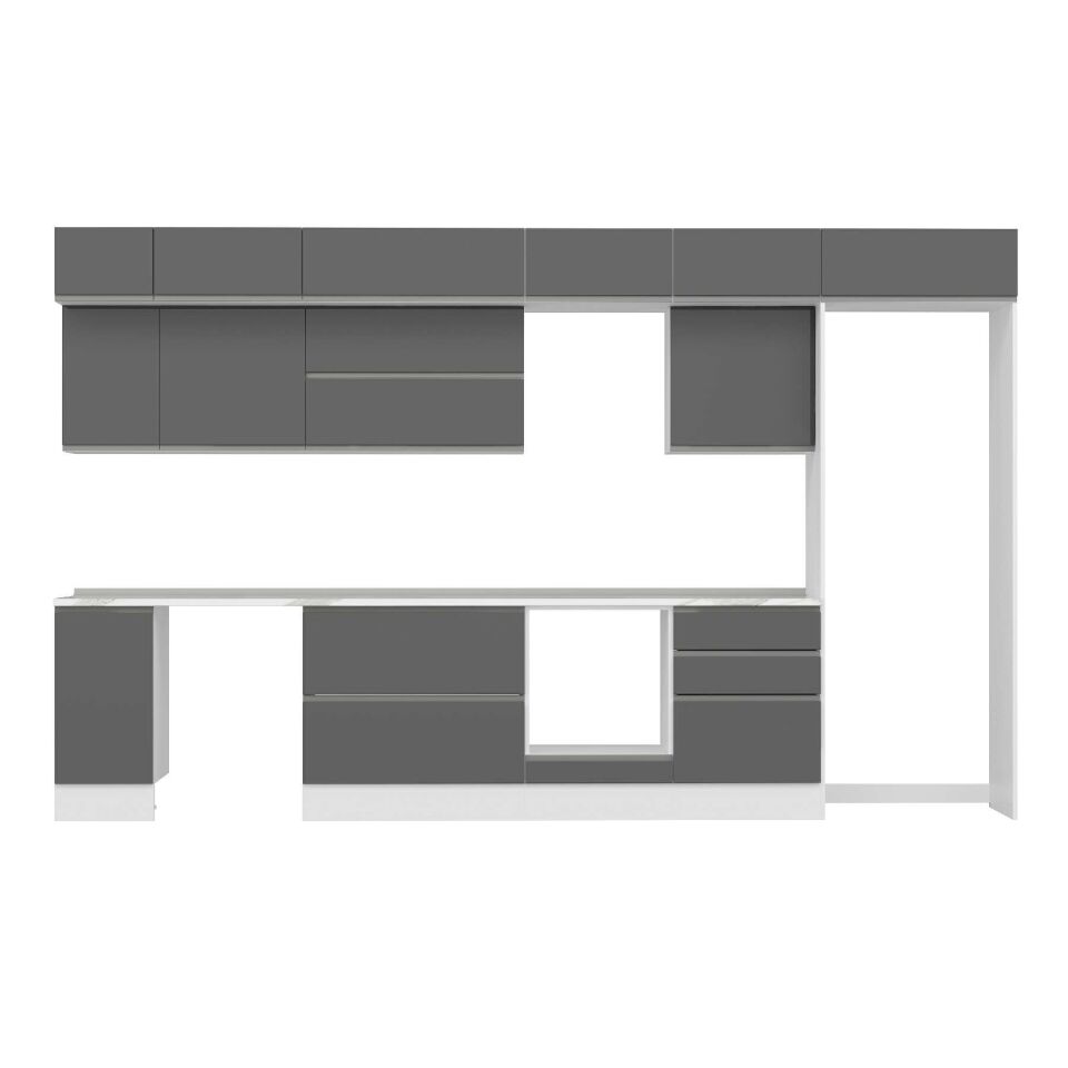 Alvinka 380X240 Cm High Gloss Mutfak Dolabı Mb-E80S40S60-2 High Gloss | Antrasit - Suntalam
