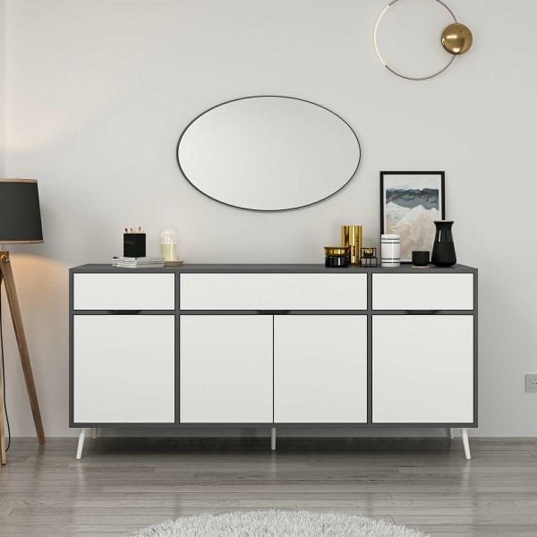 Elina Ayaklı Konsol Aynalı - Antrasit/Beyaz