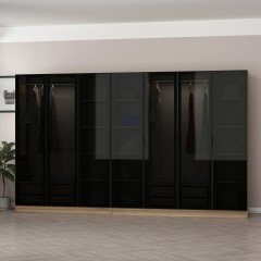 Kale 7 Füme Cam Kapaklı 4Ç Dolap Dore Füme Cam 210CM