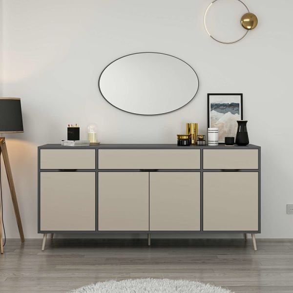 Elina Ayaklı Konsol Aynalı - Antrasit/Kumtaşı