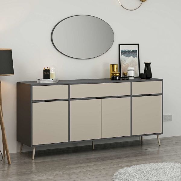 Elina Ayaklı Konsol Aynalı - Antrasit/Kumtaşı