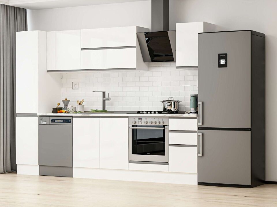 Alvinka 290X210 Cm High Gloss Mutfak Dolabı Mb-E90B40S40-2 High Gloss | Beyaz - Suntalam