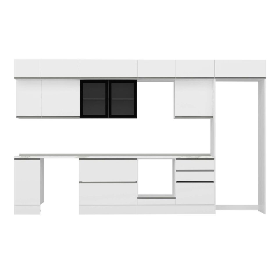 Alvinka 380X240 Cm High Gloss Mutfak Dolabı Mb-E80S40S60-3 High Gloss | Beyaz - Suntalam