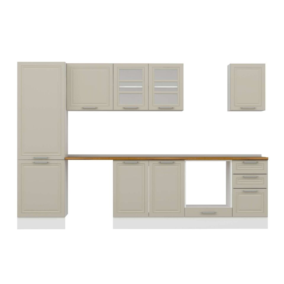 Alvinka 305X210 Cm Klasik Mebran Mutfak Dolabı Mb-E80B60S45-3 Mebran | Kumtaşı - Suntalam