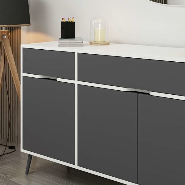 Elina Ayaklı Konsol Aynalı - Beyaz/Antrasit