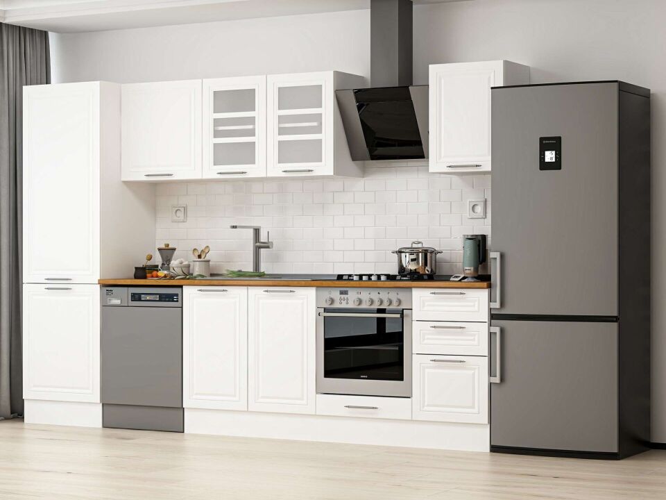 Alvinka 305X210 Cm Klasik Mebran Mutfak Dolabı Mb-E80B60S45-3 Mebran | Beyaz - Mdf
