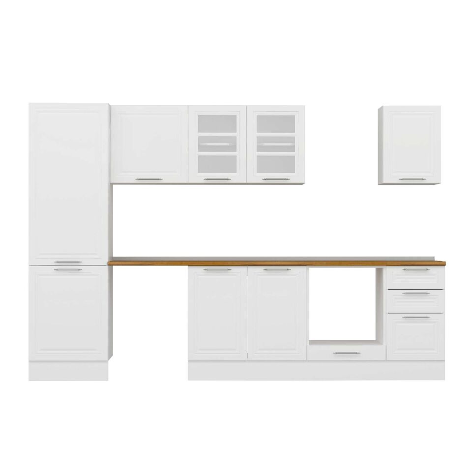 Alvinka 305X210 Cm Klasik Mebran Mutfak Dolabı Mb-E80B60S45-3 Mebran | Beyaz - Mdf