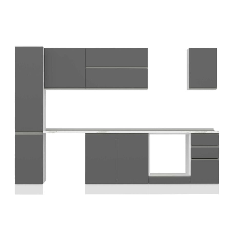 Alvinka 290X210 Cm High Gloss Mutfak Dolabı Mb-E90B40S40-2 High Gloss | Antrasit - Suntalam