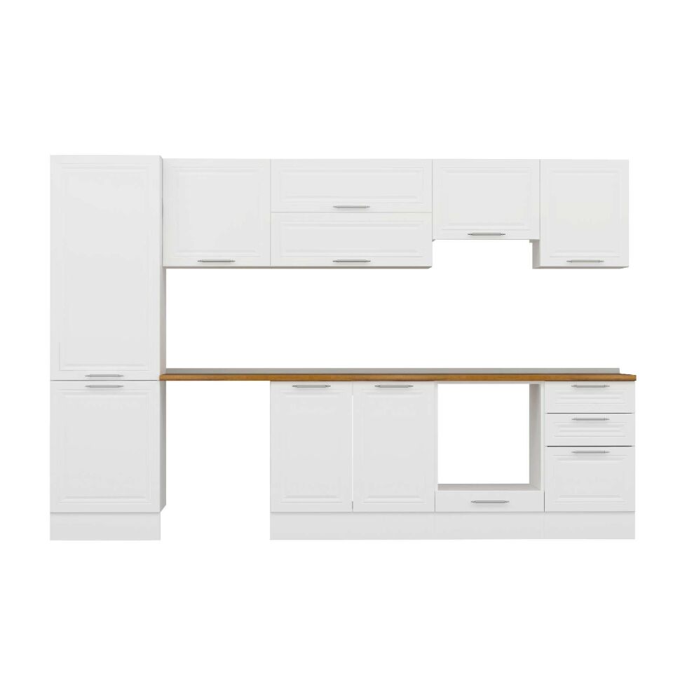 Alvinka 310X210 Cm Klasik Mebran Mutfak Dolabı Mb-E80B60S50-1 Mebran | Beyaz - Suntalam