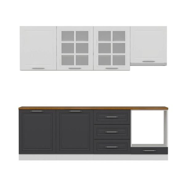 MİNAR 240 CM MEBRAN C MUTFAK DOLABI BEYAZ ANTRASİT 240-MCBA1