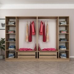 Kale 6 Füme Cam Kapaklı 4Ç Dolap Dore Füme Cam 210CM