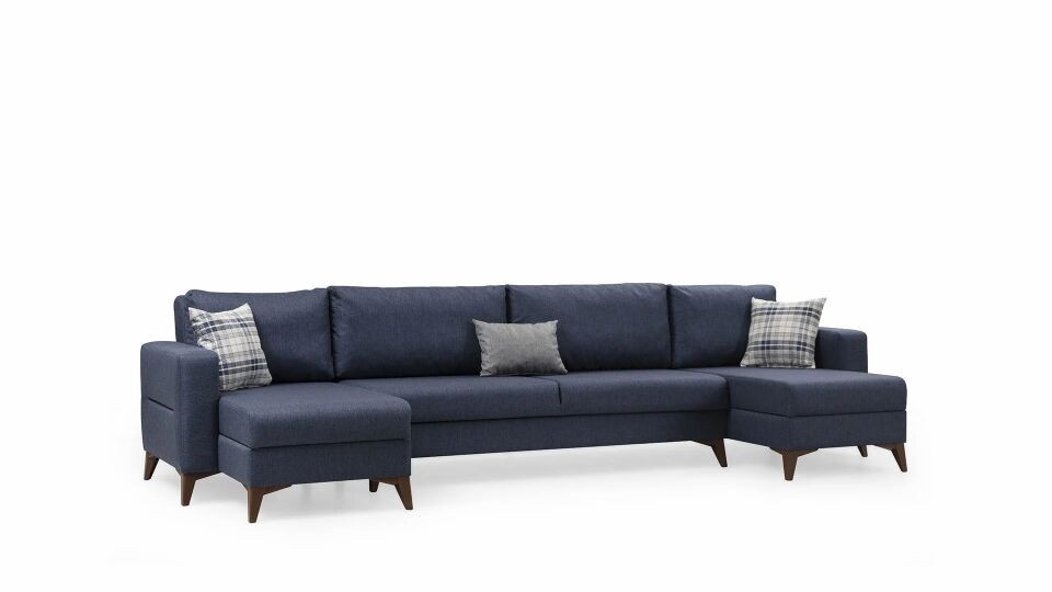 Kristal (D+2+D) Uzanmalı Köşe Koltuk Takımı Lacivert