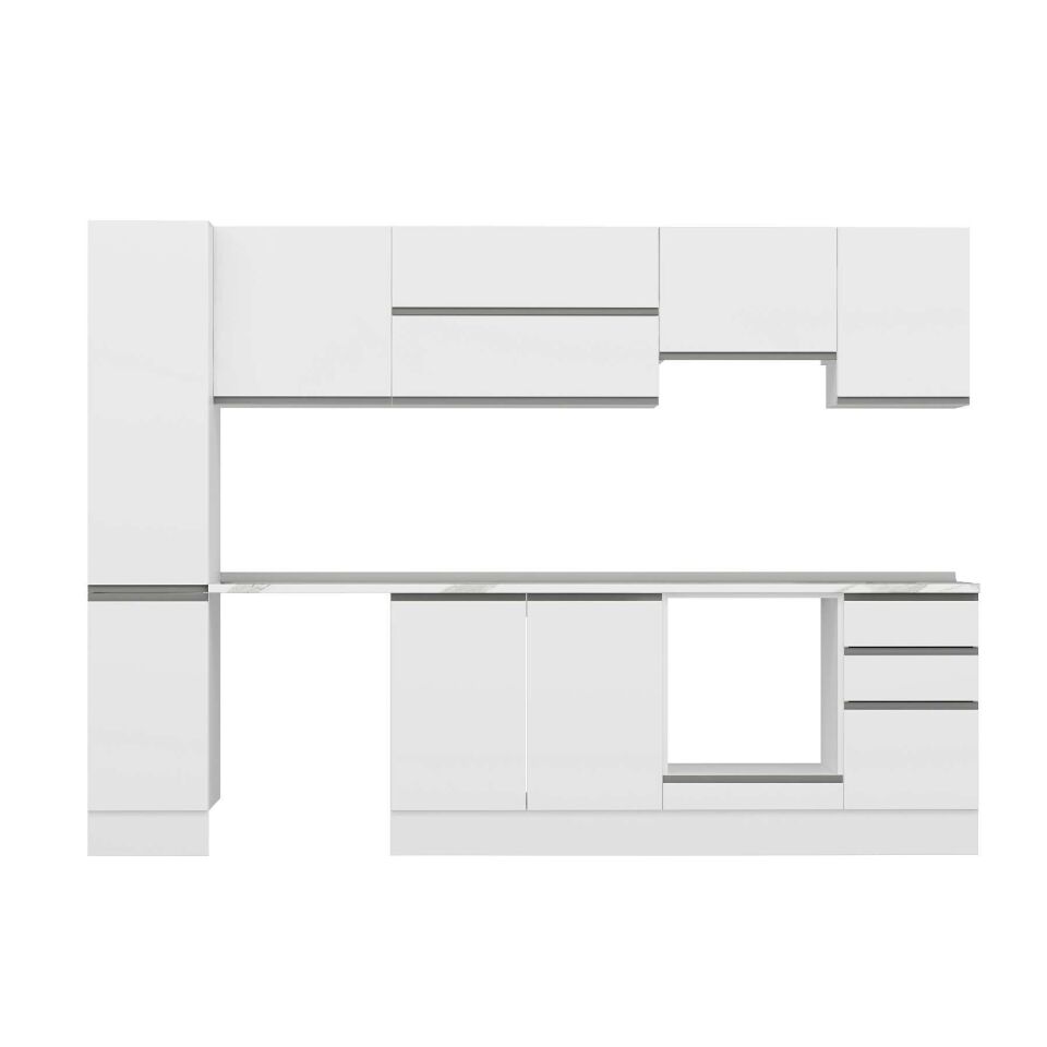 Alvinka 295X210 Cm High Gloss Mutfak Dolabı Mb-E90B40S45-1 High Gloss | Beyaz - Suntalam