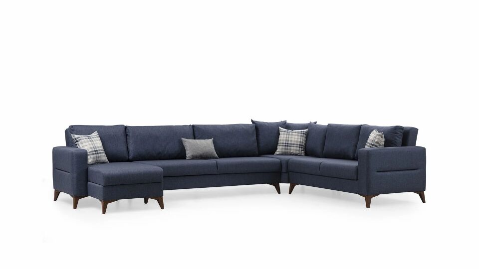 Kristal (D+3+K+2) Uzanmalı L Köşe Koltuk Takımı Lacivert