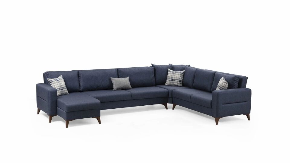 Kristal (D+3+K+2) Uzanmalı L Köşe Koltuk Takımı Lacivert