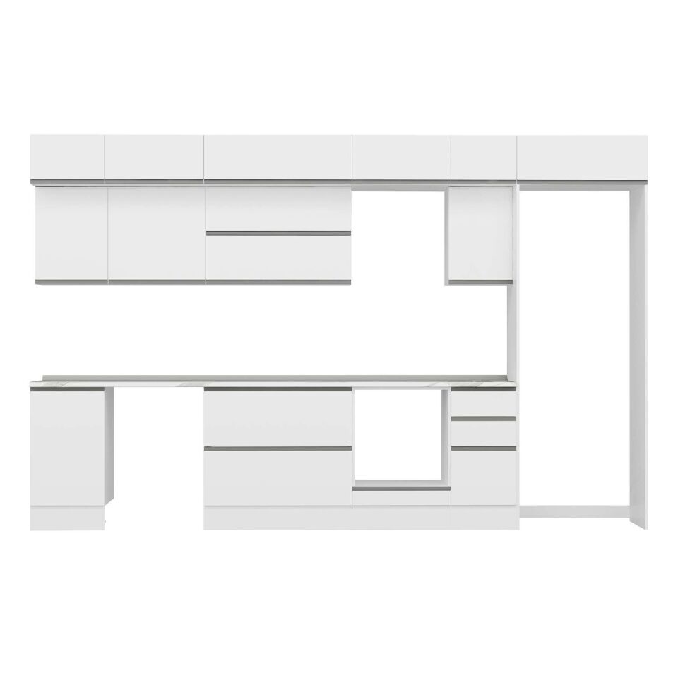 Alvinka 365X240 Cm High Gloss Mutfak Dolabı Mb-E80S45S40-2 High Gloss | Beyaz - Mdf
