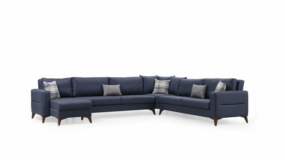 Kristal (D+3+K+3) Uzanmalı L Köşe Koltuk Takımı Lacivert