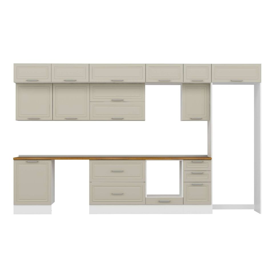 Alvinka 385X240 Cm Klasik Mebran Mutfak Dolabı Mb-E80S60S45-2 Mebran | Kumtaşı - Suntalam