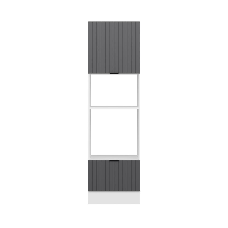 Alvinka Mutfak Modül Mbr_B 60-H210Cm Boy Ank Dolabı Beyaz Antrasit Mdf