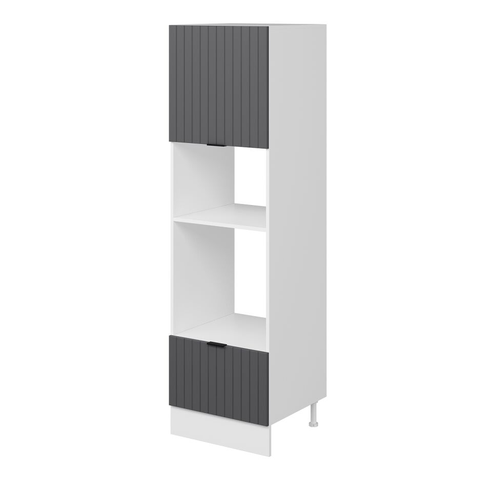 Alvinka Mutfak Modül Mbr_B 60-H210Cm Boy Ank Dolabı Beyaz Antrasit Mdf