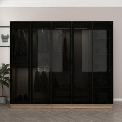 Kale 5 Füme Cam Kapaklı 2Ç Dolap Dore Füme Cam 210CM