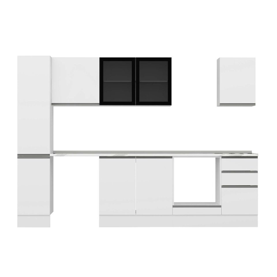 Alvinka 295X210 Cm High Gloss Mutfak Dolabı Mb-E90B40S45-3 High Gloss | Beyaz - Suntalam