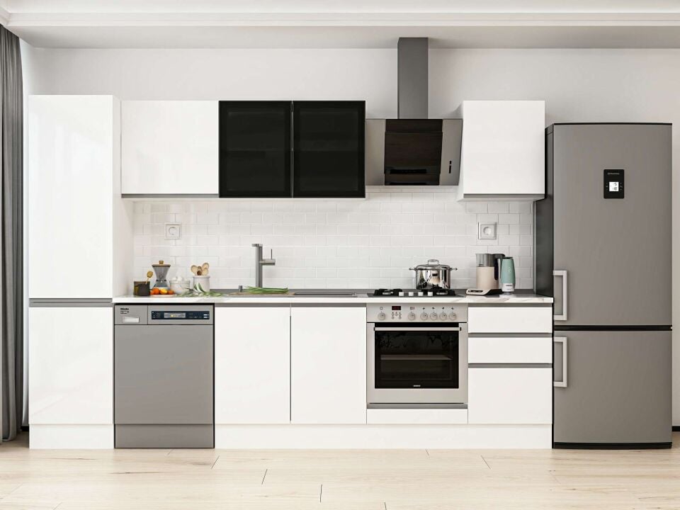 Alvinka 310X210 Cm High Gloss Mutfak Dolabı Mb-E90B50S50-3 High Gloss | Antrasit - Mdf