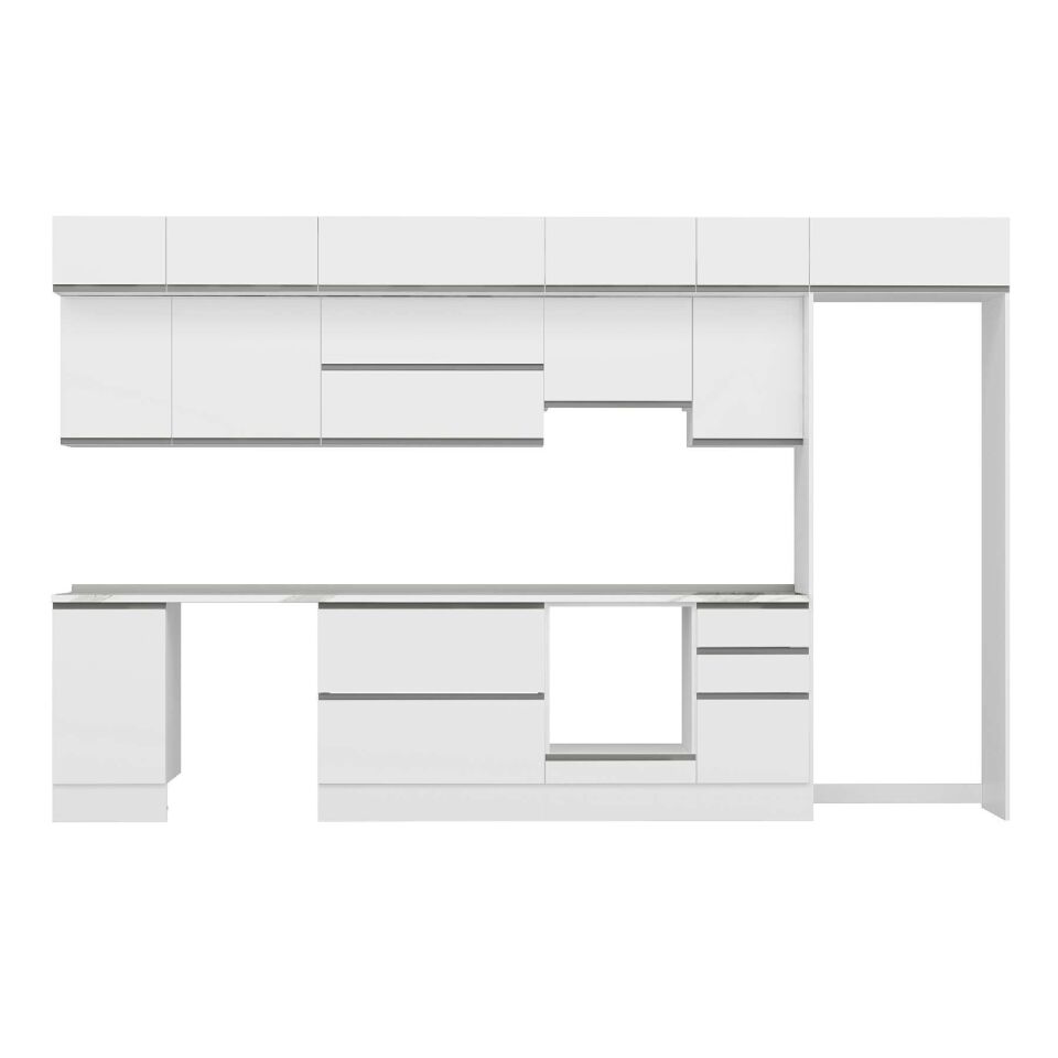 Alvinka 370X240 Cm High Gloss Mutfak Dolabı Mb-E80S45S45-1 High Gloss | Beyaz - Suntalam