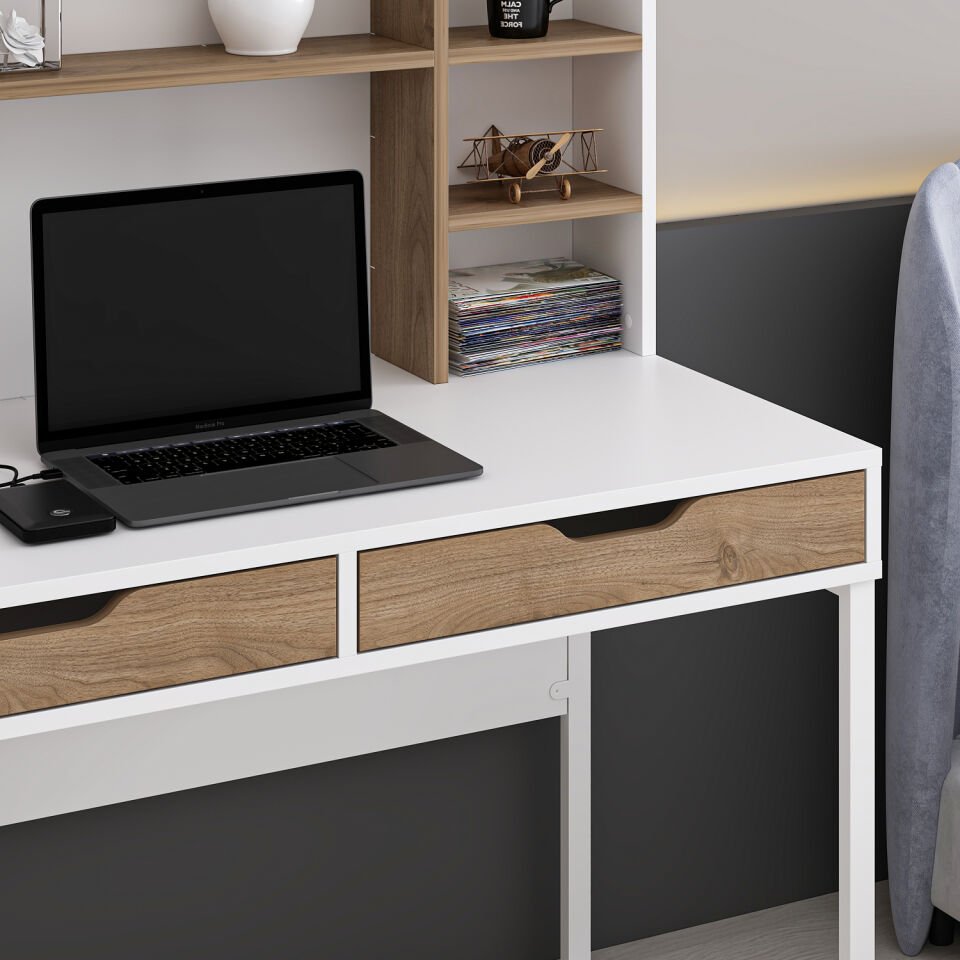 Mila Çalışma Masası - Beyaz/Rahle