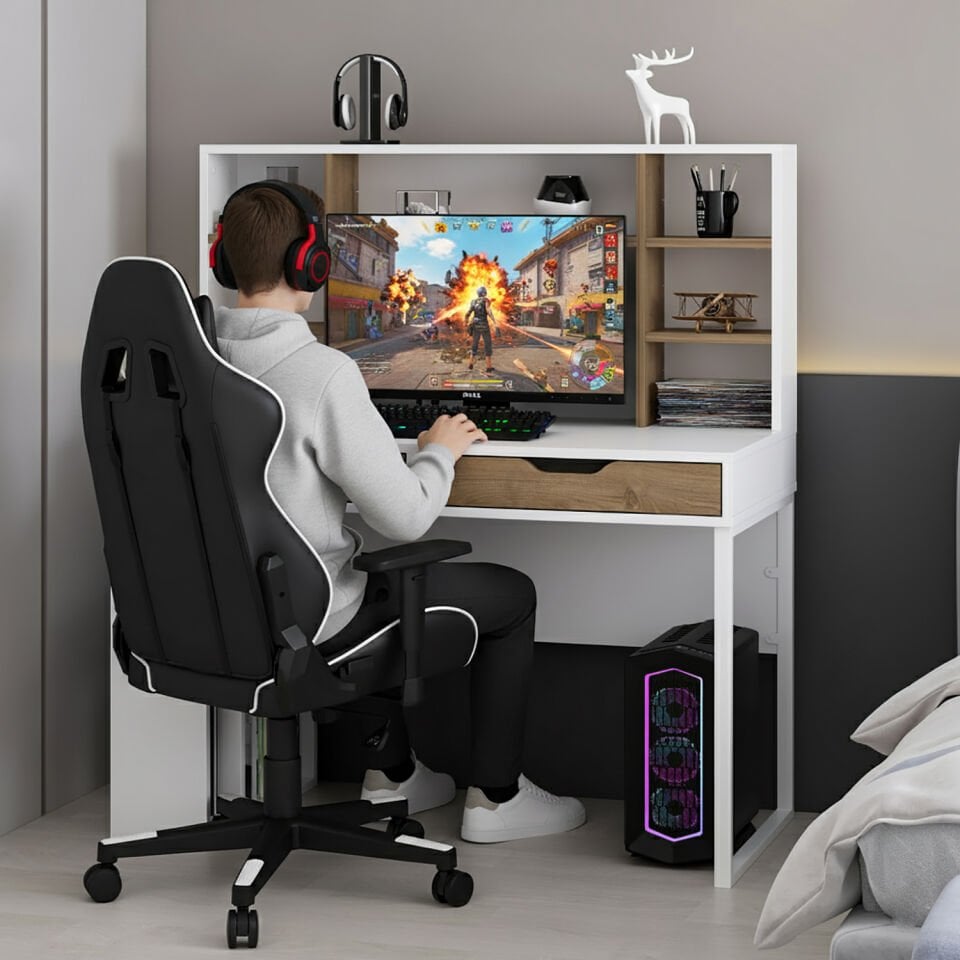 Mila Çalışma Masası - Beyaz/Rahle