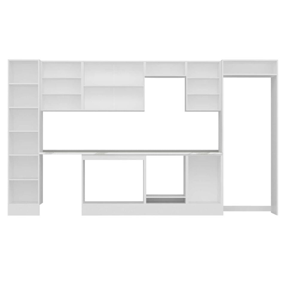 Alvinka 375X222 Cm Klasik Mebran Mutfak Dolabı Mbb-E80B45S50-2 Mebran | Antrasit - Suntalam