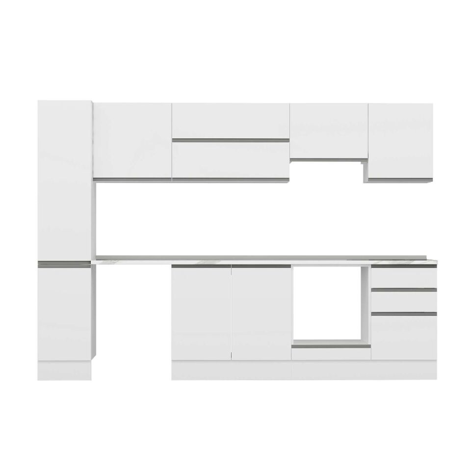 Alvinka 300X210 Cm High Gloss Mutfak Dolabı Mb-E90B40S50-1 High Gloss | Beyaz - Suntalam