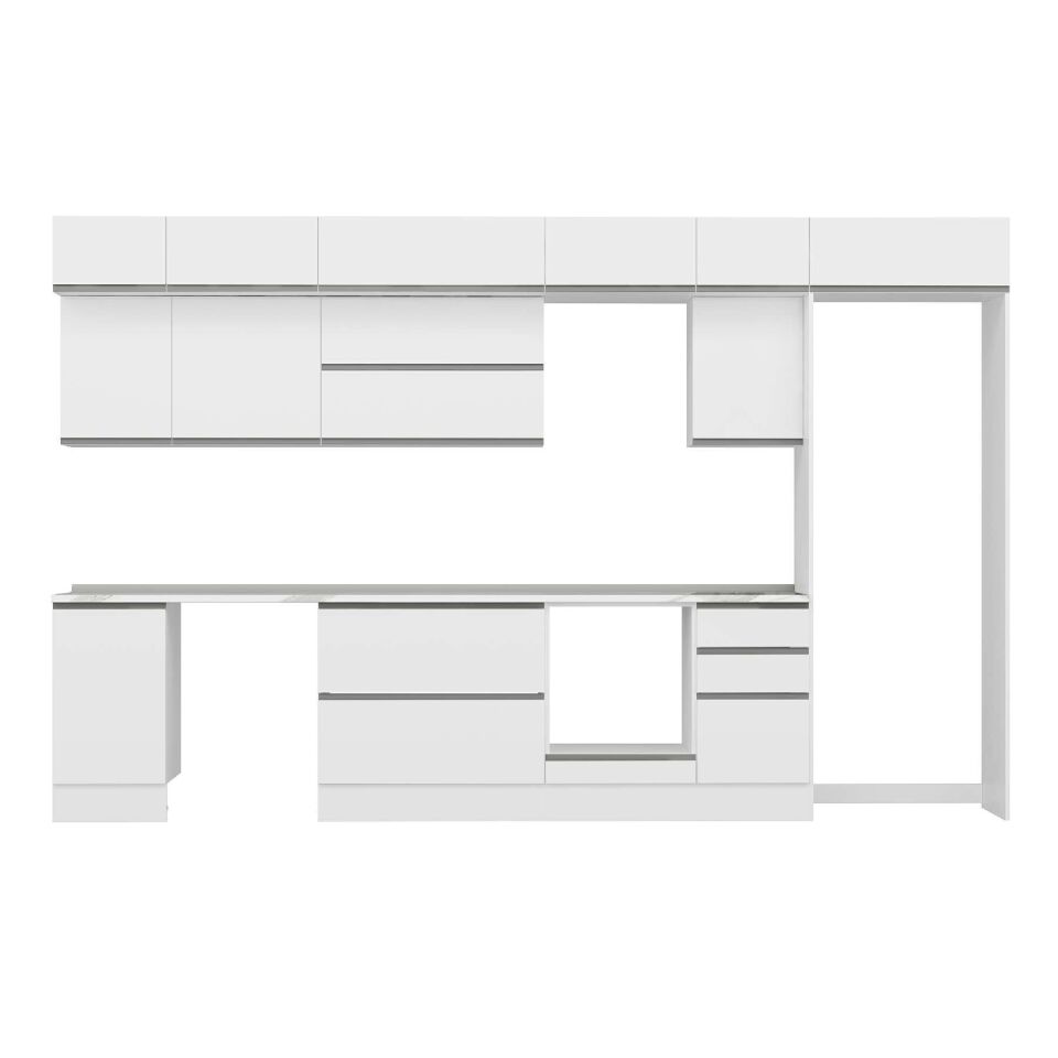 Alvinka 370X240 Cm High Gloss Mutfak Dolabı Mb-E80S45S45-2 High Gloss | Beyaz - Mdf