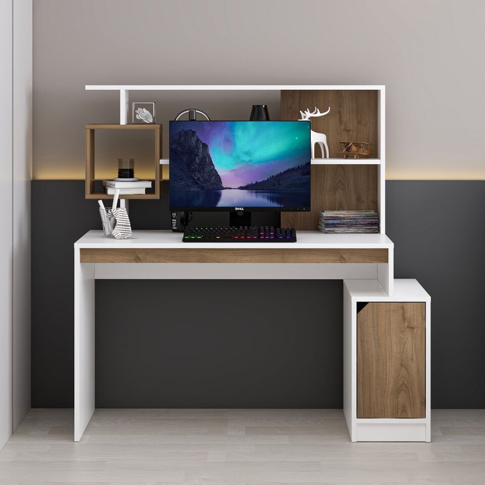 Arlena Çalışma Masası - Beyaz/Rahle