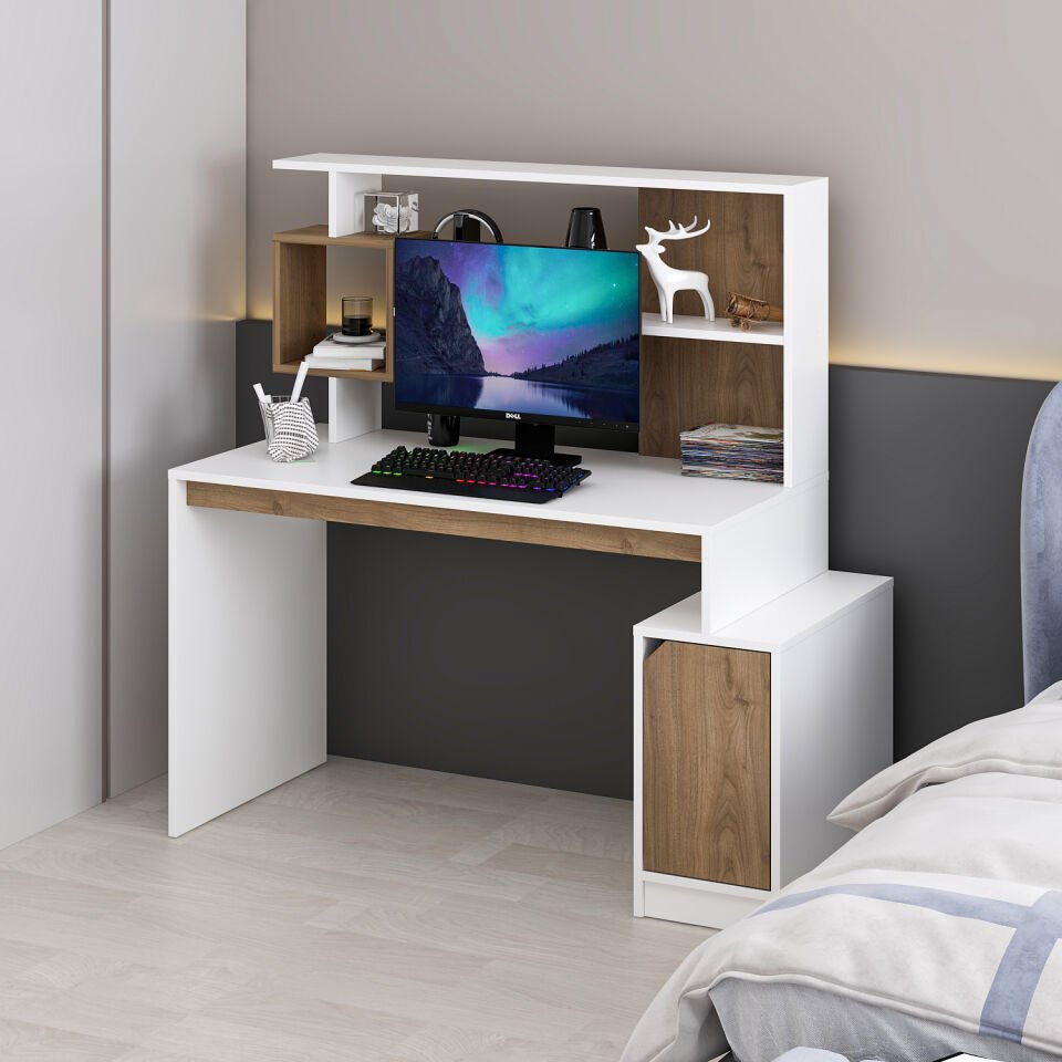 Arlena Çalışma Masası - Beyaz/Rahle