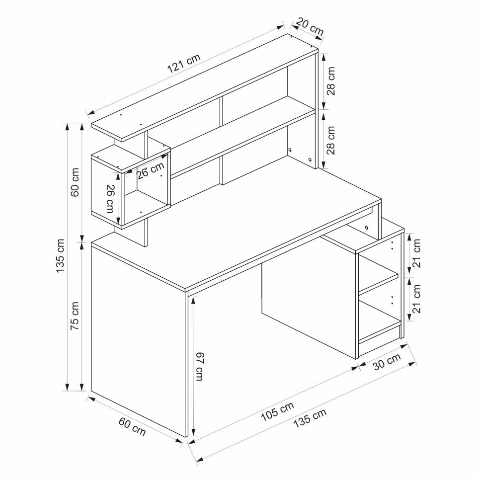 Arlena Çalışma Masası - Beyaz/Rahle