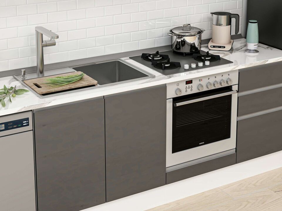 Alvinka 300X210 Cm High Gloss Mutfak Dolabı Mb-E90B40S50-1 High Gloss | Antrasit - Suntalam