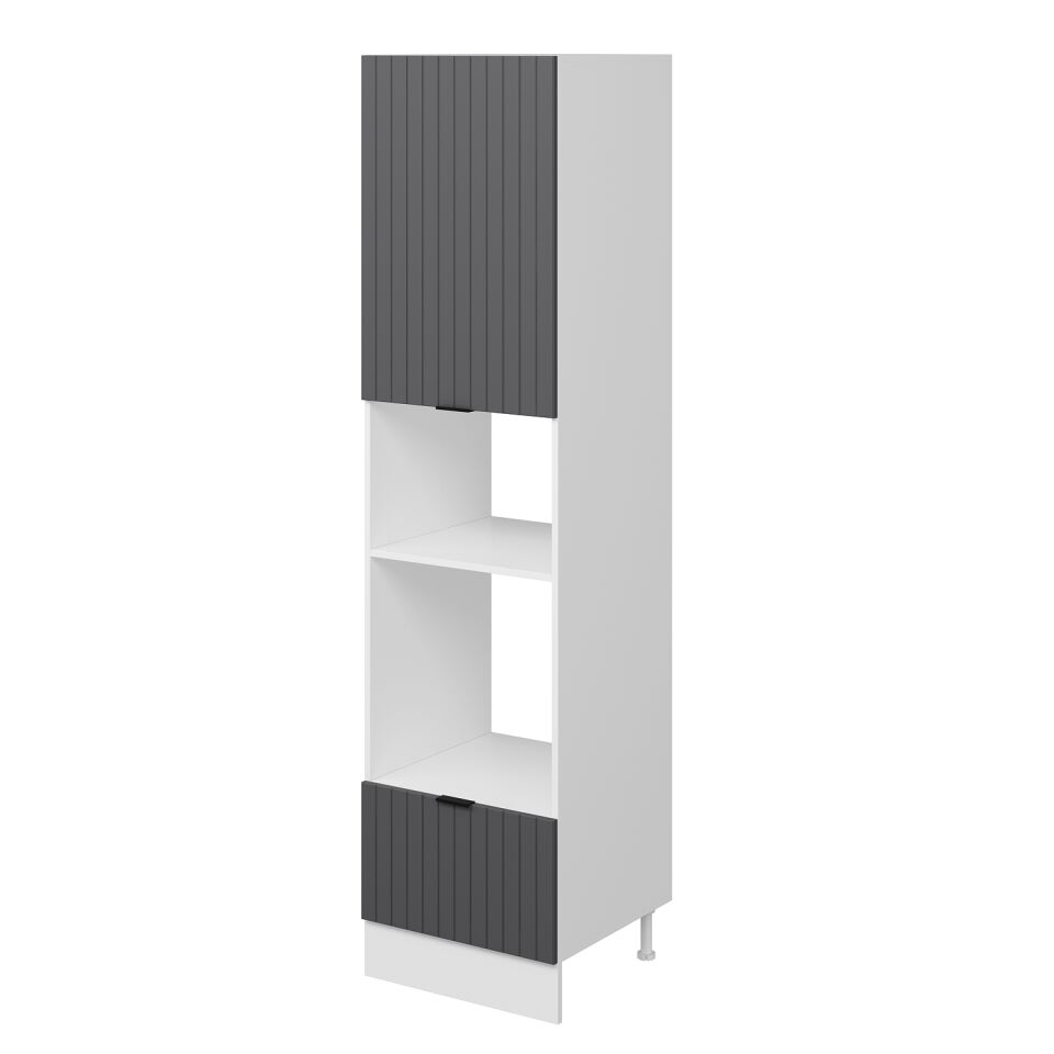 Alvinka Mutfak Modül Mbr_B 60-H240Cm Boy Ank Dolabı Beyaz Antrasit Mdf