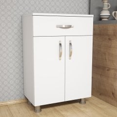 Minar 2 Kapaklı Çekmeceli Çok Amaçlı Dolap - Beyaz