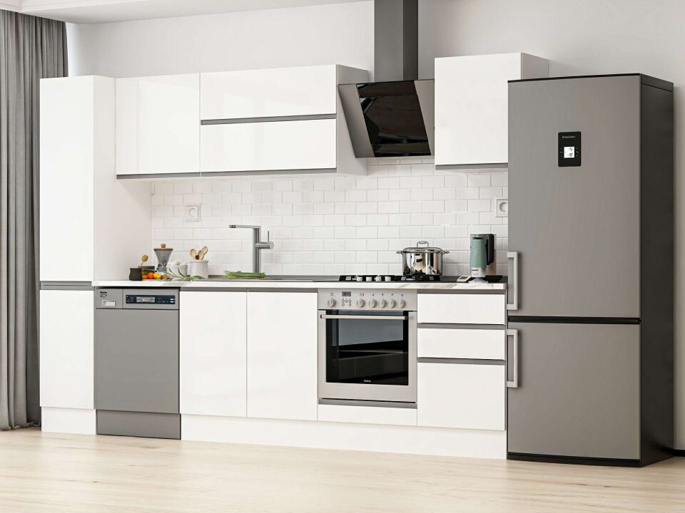 Alvinka 300X210 Cm High Gloss Mutfak Dolabı Mb-E90B40S50-2 High Gloss | Beyaz - Suntalam