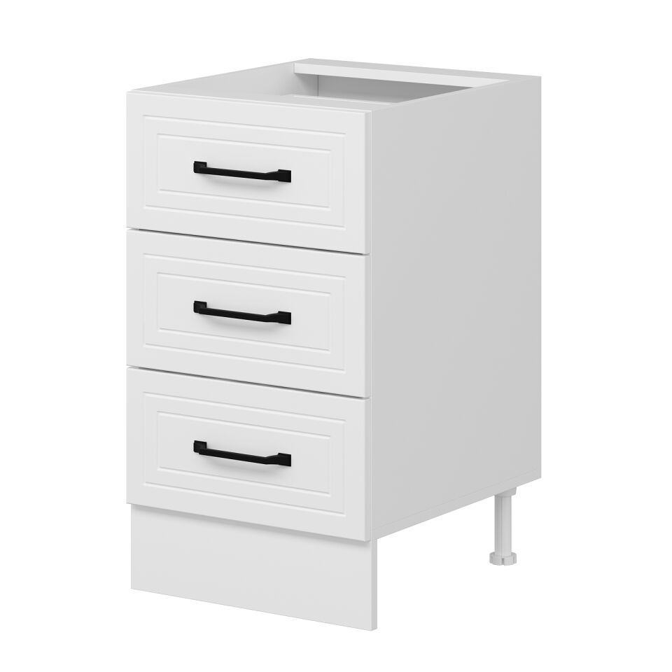 Alvinka Mutfak Modül Mbr_A Alt 3Ç 50Cm Dolap Beyaz Beyaz Mdf