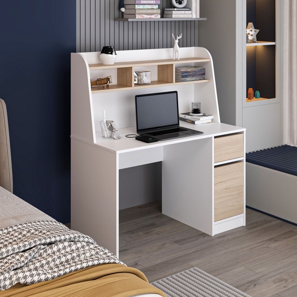 Orina Çalışma Masası - Beyaz/Derin Sepet