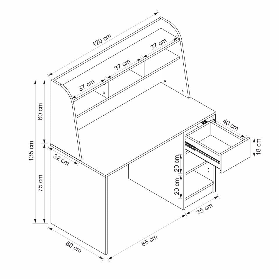 Orina Çalışma Masası - Beyaz/Derin Sepet